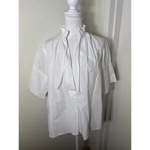 Psophia Vazquez de Castro White Cotton Half Sleeve Shirt Sz S